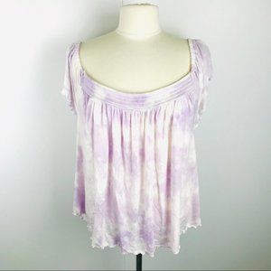 American Eagle Soft & Sexy Tie Die Off the Shoulder Shirt with Ties